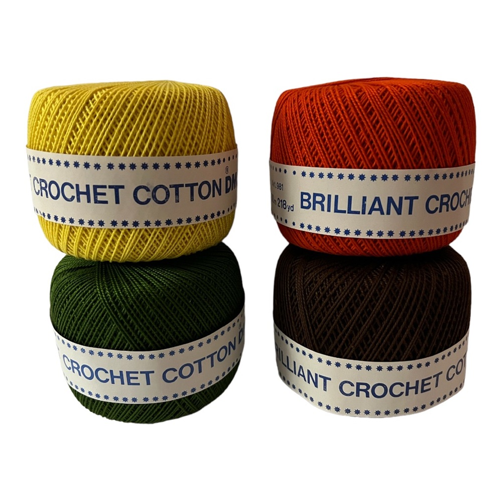 4 DMC Brilliant Crochet Cotton Mixed Color Lot New